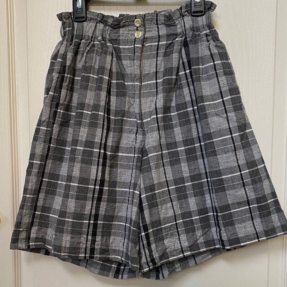 Black and Grey Plaid Women's Shorts